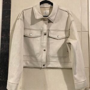 NWT Stoosh Cream Suede Cropped Utility Jacket Size L